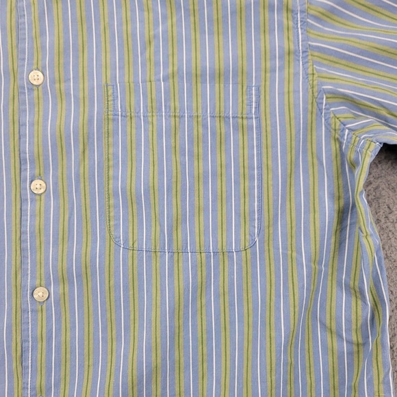 Izod Shirt Mens Large Blue Green Striped Long Sleeve Button Up Preppy Classic - Picture 8 of 13